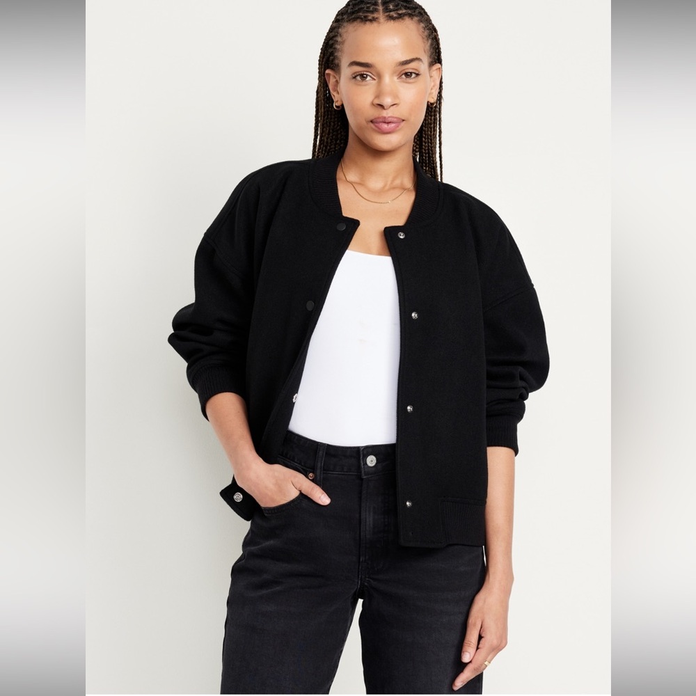 Black Oversized Bomber Jacket (XS)